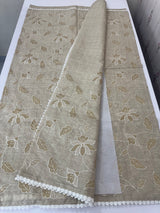 Soft chanderi tussar saree with applique work MKT4498