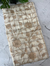Checks Mul chanderi saree with tissue applique work MSH258(3)- Offwhite and Copper