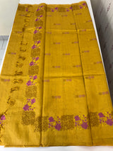 Crushed Matka Blended Tussar silk saree with embroidery MS4890 - Mustard