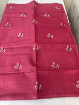 Kota checks saree with embroidery - MS7679 BerryPink