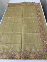 Blended tussar saree with cutwork border- MSHK695