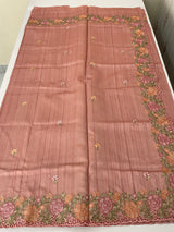 Blended tussar saree with cutwork border- MSHK695