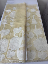Semi organza saree with appliqué work - MSH906- Beige(2)