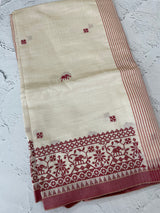 Blended tussar silk saree with embroidery- MSH490