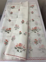 Netkota saree with embroidery MSH201 - White to Peach