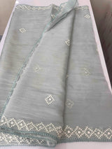 Tissue Organza saree with Kutch hand embroidery and mirror work - MS14799 PowderBlue