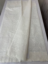 Premium Kota Moonga checks saree with embriodery MSH277 - White(1)