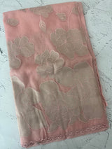Premium Silk organza saree with applique work MSSA671 PeachPink