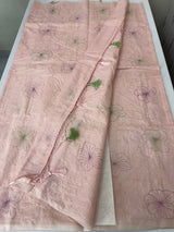 Mul chanderi saree with embroidery - MS1427 PastelPeachPink