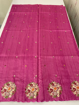Blended tussar silk saree with embroidery- MS1072