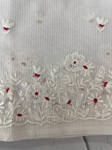 Kota Moonga checks saree with embriodery MSH279 (1)- White to Red