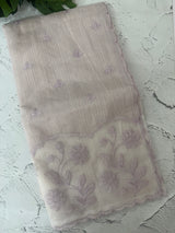 Khadi supernet saree with net applique borders MSH208 Lilac