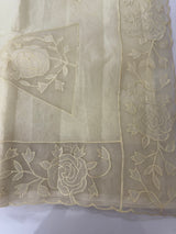 Viscose Organza saree with applique work-MSH101 Ivory