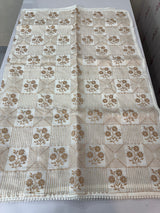 Kota checks saree with embroidery - MS7906 White to Gold