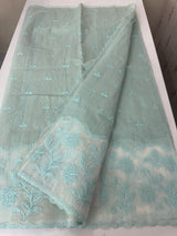 Khadi supernet saree with net applique borders MSH208 PastelBlue