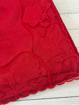 Moonga checks Applique work saree MSH110- Red
