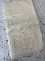 Mul chanderi saree with applique work MSH1566- Offwhite