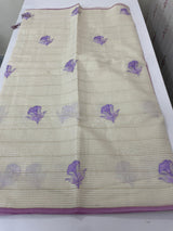 Mul chanderi saree with embriodery & zari lines MSH254