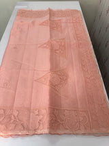 Viscose Organza saree with applique work-MSH101 PeachPink