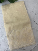 Khadi supernet saree with net applique borders MSH208 Ivory