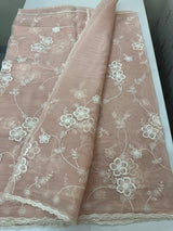 Crush Tissue Organza saree with embroidery - MS14799 PastelPeach