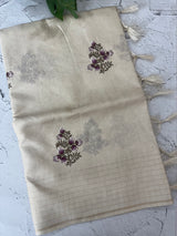 Blended tussar saree with embriodery - MS8667 PearlCream