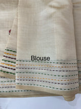 Blended semi tussar silk saree with embroidery MSJ677(4)- Cream