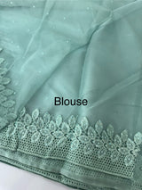 Soft Organza saree with cutwork borders and sequins work - MOS4551