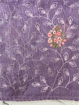 Soft kota checks saree with embroidery - MS7676