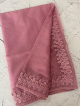 Soft Organza saree with cutwork borders and sequins work - MOS4551