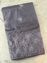 Glass tissue organza saree with embroidery MSF121 - GreyishBlue(3)