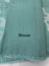 Blended Tussar silk saree with applique work- MSH225 Blue