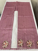 Blended tussar silk saree with embroidery- MS1072 OnionPink