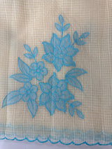 Kota Moonga checks Applique work saree MSH273 - Cream to Blue