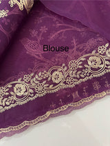 Silk organza saree with metallic zari work - MS14634 Purple