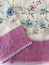 Chanderi digital printed saree with chikankari embriodery MSH171