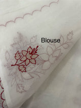 Kota Moonga checks Applique work saree MSH286- White to Red