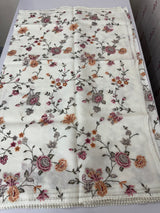 Silky kota saree with cross stitch embroidery MS9832 OffWhite