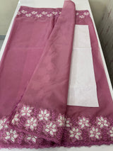 Soft organza saree with sequins cutwork borders- MCW541 - OnionPink