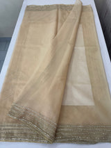 Handworked Organza saree and blouse MCW376 Beige