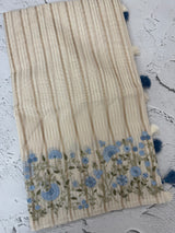 Mul chanderi saree with embriodery & zari lines MSH275