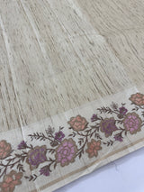 Blended tussar saree with embriodery - MS8665 Chikoo