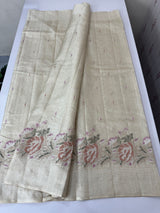 Blended tussar saree with embriodery - MS8665 Cream