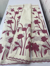 Mul chanderi applique work saree MSH170