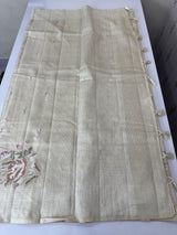 Blended tussar saree with embriodery - MS8665 Cream
