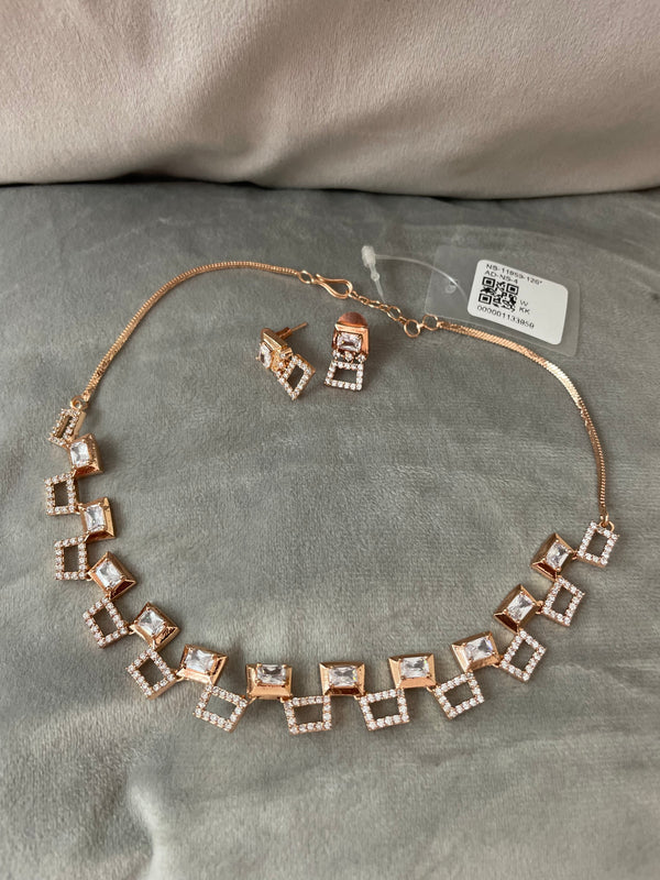 Miriyam rosegold CZ necklace Set