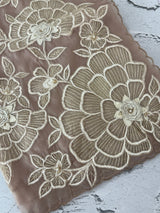 Georgette - Organza saree with applique work MS16057 Pastel DustyMauve