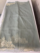 Georgette - Organza saree with applique work MS16057 - Dusty GreyishBlue