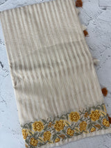 Mul chanderi saree with cross stitch embriodery & zari lines MSH272