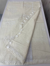 Mul chanderi chikankari embriodery saree MSH291 (2) Offwhite